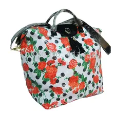 Новое поступление белый mit красные розы, черный горошек выходные сумки женские дорожные сумки для переноски багажа вещевой мешок