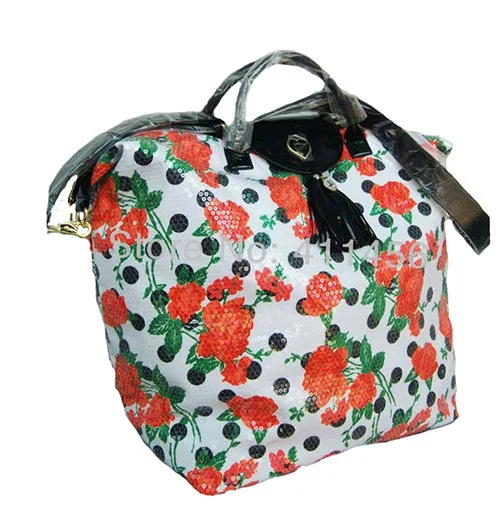 New Arrival White Mit Red Roses Black Dots Weekend Bag Women Travel New Arrival White Mit Red Roses Black Dots Weekend Bag Women Travel Bags Carry On