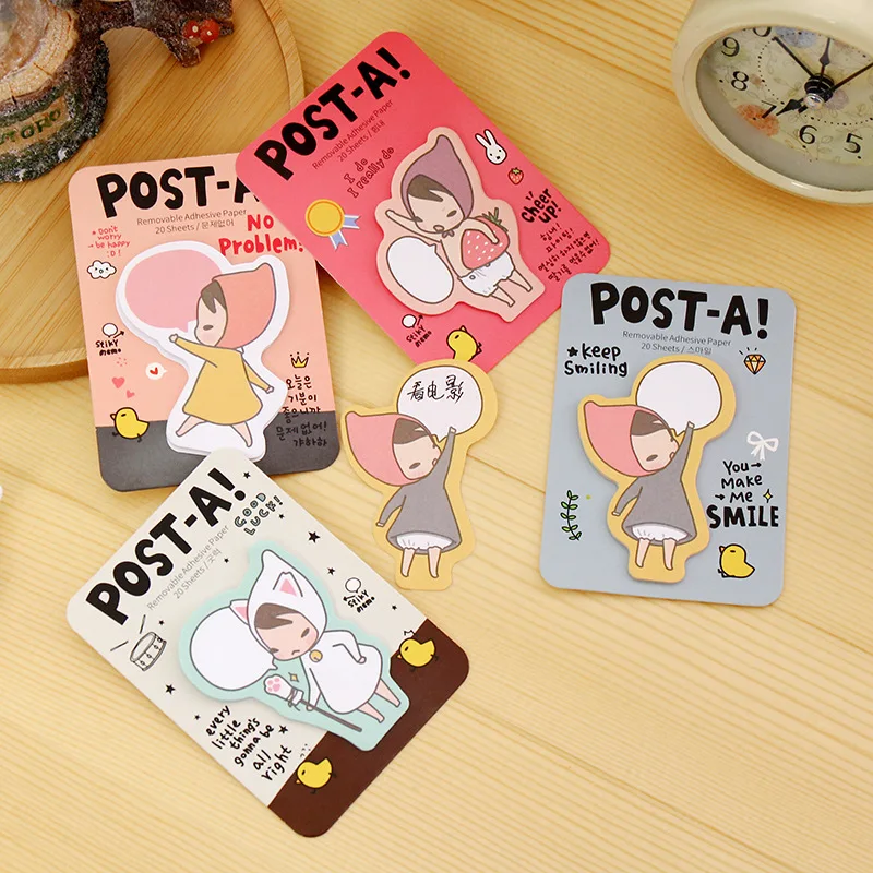 

4pcs/lot New Arrivals kawaii Red Hat girl sticky notes post it cute stationery sticker Gift papeleria school office supplies