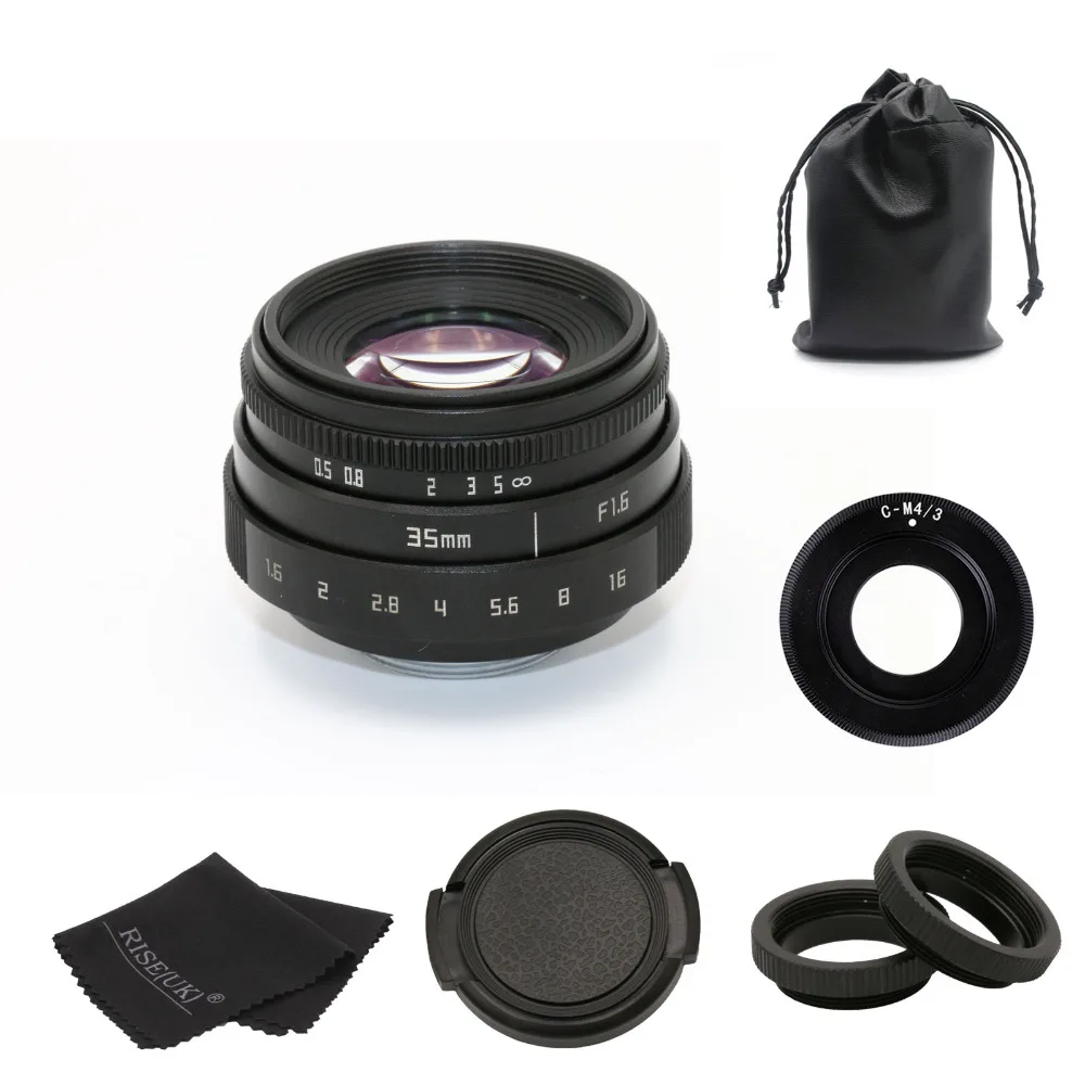 

new arrive FUJIAN 35mm f1.6 C mount CCTV camera Lens II +Adapter ring for M4/3 / MFT Mount Camera & Adapter free shipping