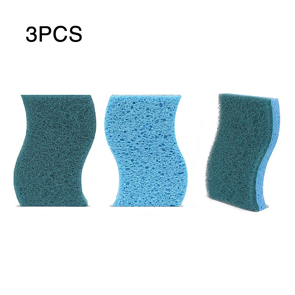 

3pcs/pack Natural Stains Remove Water Absorb Reusable Cellulose Cleaning Sponge Portable Practical Wave Non-scratch Kitchen