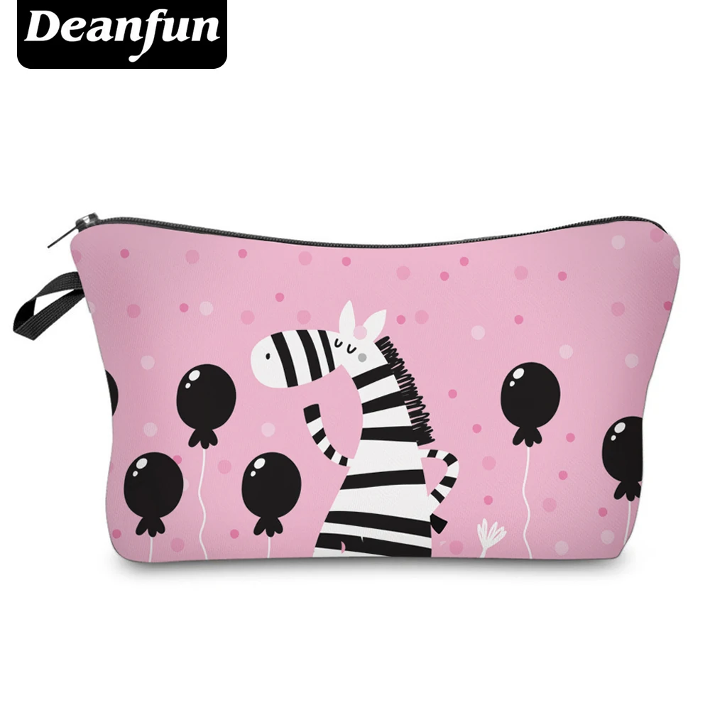 Deanfun 3D Printed Cosmetic Bags Zebra with Balloon Pattern Pink Kawaii