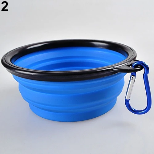 Складная Собака Кошка Pet Путешествия еда чаша для кормления миска для воды портативная силиконовая миска - Цвет: Синий