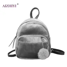 New Fashion Women Mini Velvet Backpacks Designer High Quality Casual Style Travel Backpack Fur Ball School Bag For Teenage Girls