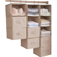 Hanging Drawer Design Cotton Line+Steel Storage Bag Durable Washable Hanging Organizer For Shirt Underwear 1pcs Wardrobe Storage