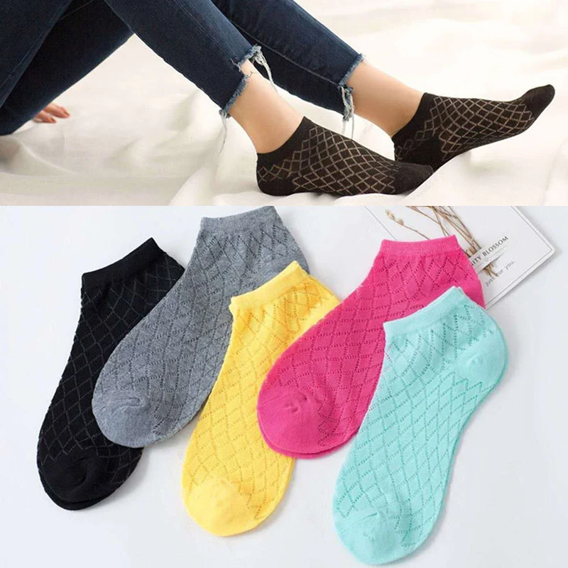 

Fashion New Boat Socks Women Prismatic Mesh Sweat Breathable Invisible Socks