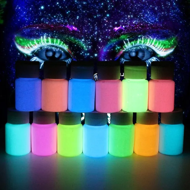 13 Colors Acrylic Paint Glow in the Dark gold Glowing paint Luminous  Pigment Fluorescent Powder painting for Nail Art supplies