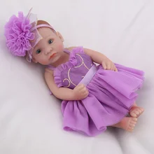 NPK кукла мини Reborn Baby DOLL 10 дюймов подарок для девочек Дети Playmate полный винил мягкие рождественские подарки фиолетовое платье красивое Коллекционное