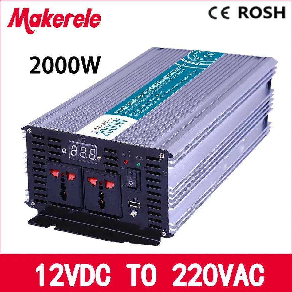 MKP2000-122 off grid 12v to 220v solar inverter pure sine power inverter 2000w off grid voltage converter LED Display