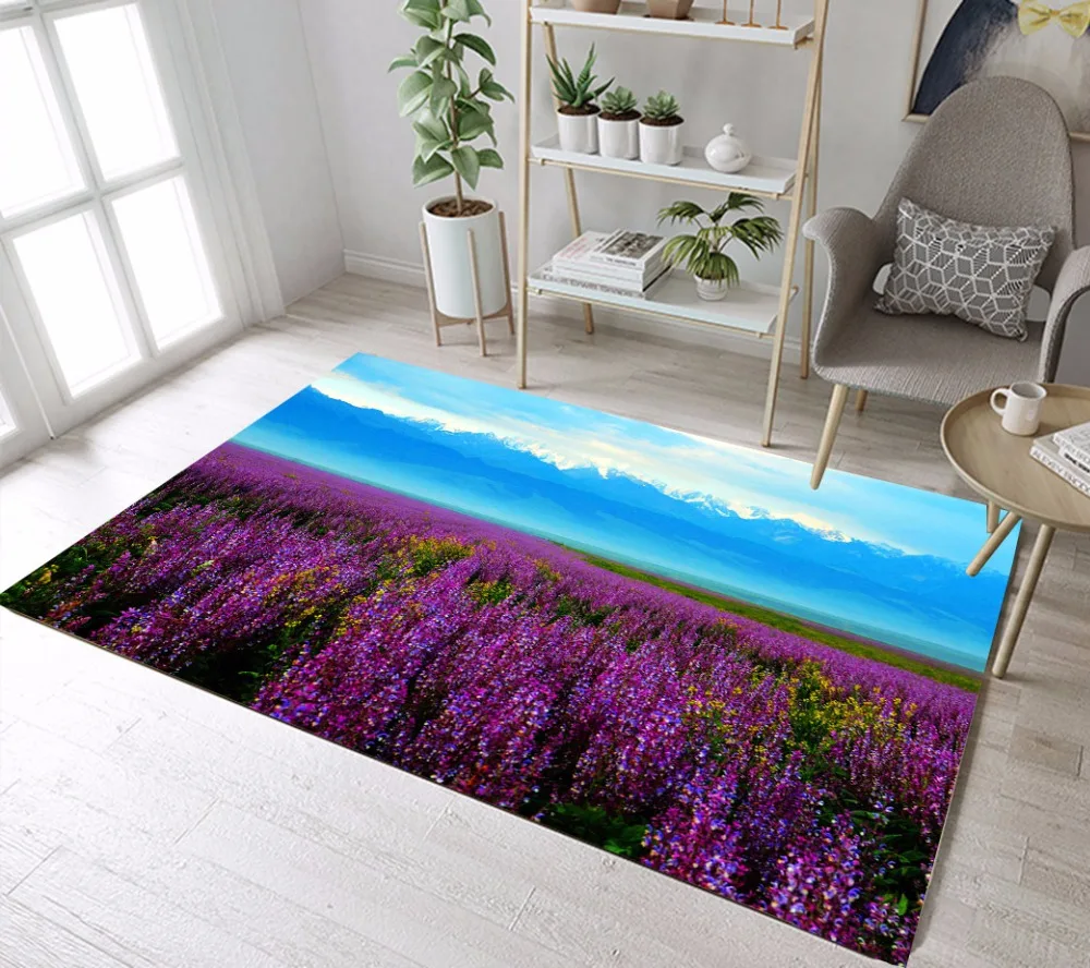 Лавандовые полевые ковры и цветы ковры для детей для дома гостиная большая Подушка спальня Туалет кухня пол двери коврики для ванной