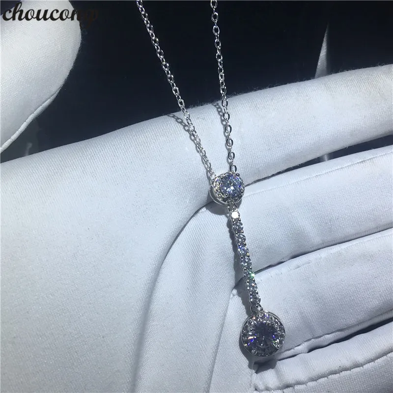 Длинная женская подвеска choucong из серебра 925 пробы с фианитом 5А свадебное