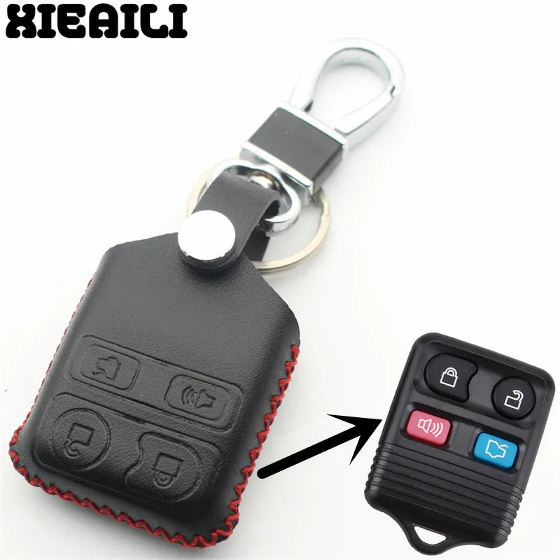 

XIEAILI Genuine Leather Car Styling 4Button Remote Key Case Cover For Ford Crown/Victoria/Escape/Expedition/Explorer M106