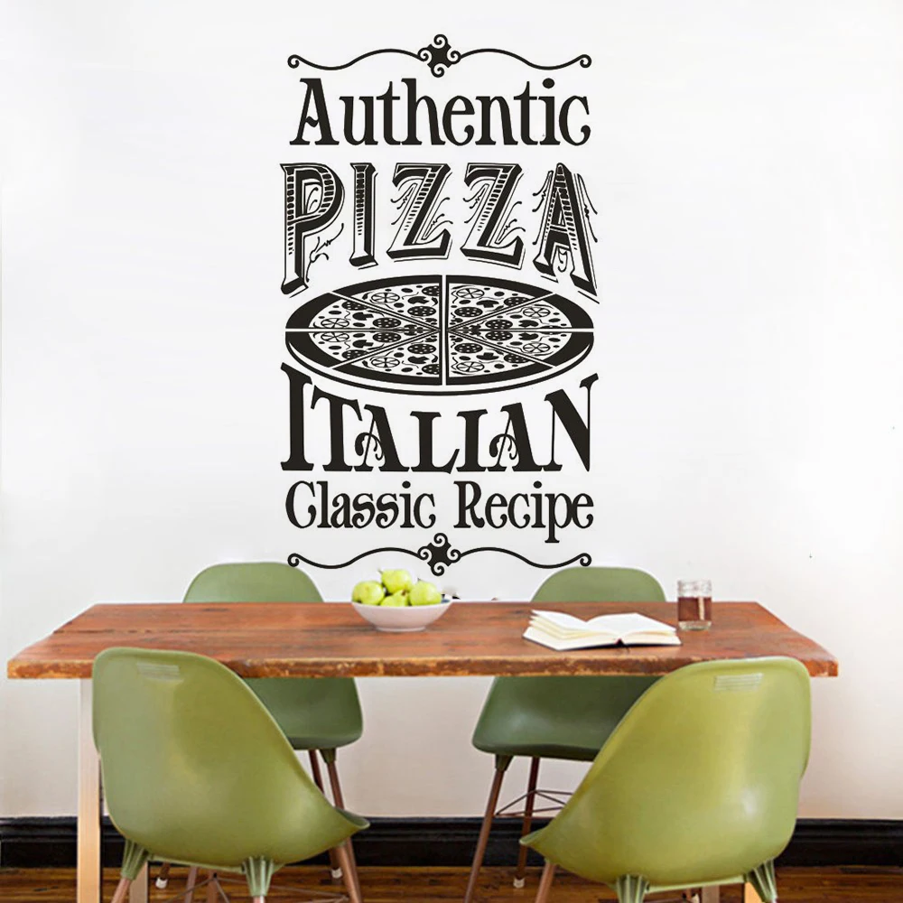 

Authentic Pizza Logo Wall Sticker Pizza Store Decoration Pizzeria Stytle Wall Decals Removable Pizza Food Wall Poster AZ236