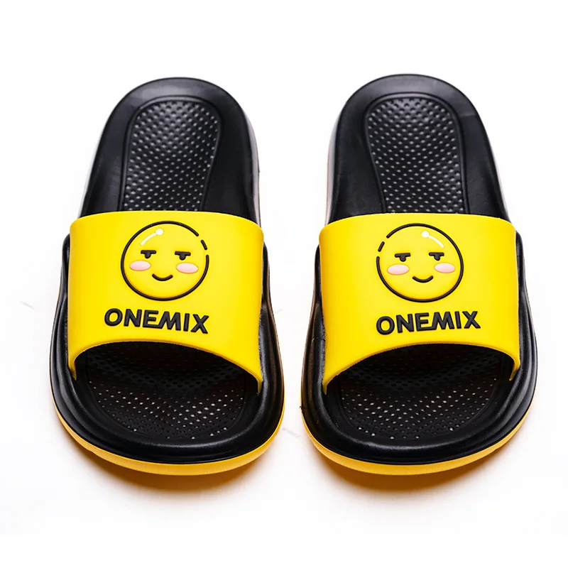 Onemix/мужские летние шлепанцы; пляжные сандалии; Легкие пляжные туфли без застежки; легкие противоскользящие - Цвет: Smile