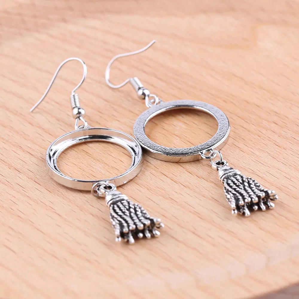 reidgaller 5pairs 20mm round cabochon earring base settings diy blank