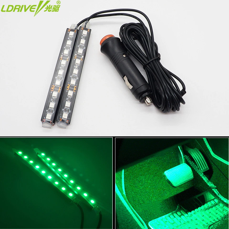 car styling 2pc/lot 12V Car 9LED decorative lights Night Safety Interior lights car seat floor