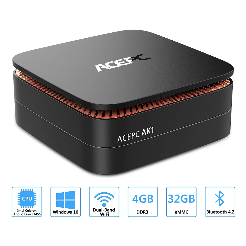 AK1 Mini PC Windows 10 Mini computadora Mini PC sin ventilador 4G RAM Intel Celeron Apollo Lake J3455 HTPC Oficina 12 V HDMI WiFi 4 K USB3.0 poket AK1 Mini PC Windows 10 Mini computadora Mini PC sin ventilador 4G RAM Intel Celeron Apollo Lake J3455 HTPC Oficina 12 V HDMI WiFi 4 K USB3.0 poket