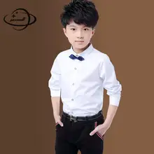 YAUAMDB/Детские рубашки Осень-весна От 5 до 17 лет для маленьких мальчиков длинные рукава хлопковая блуза с длинными рукавами Детская однотонная верхняя одежда с узором в горошек платье Модная одежда y31