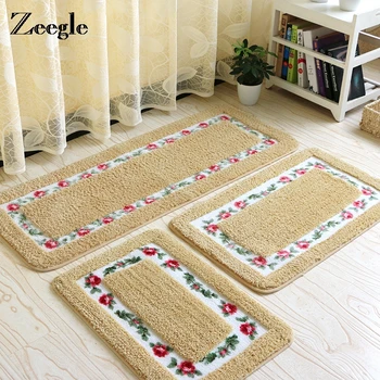 

Zeegle Romantic Rose Printed Shaggy Anti-slip Carpet For Living Room Absorbent Kitchen Area Rug Bedroom Kitchen Bedside Mats
