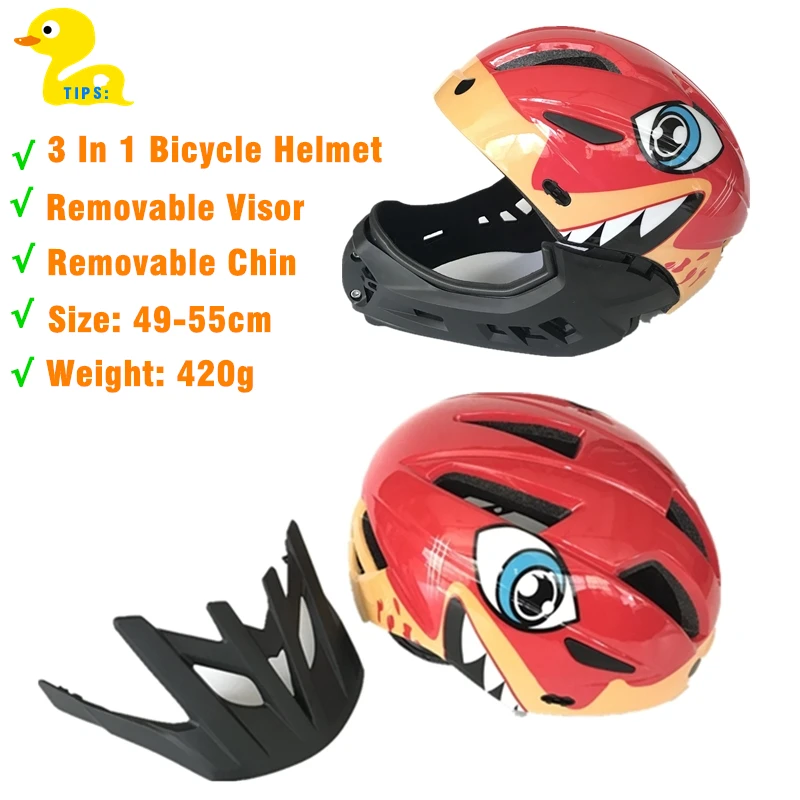 Детский велосипедный шлем, съемный шлем для всего лица, детский спортивный защитный шлем для баланса велосипеда, велоспорта, скейтбординга, катания на коньках