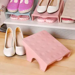 Розовый голубой зеленый бежевый двойной Слои стерео Пластик для хранения обуви стойки