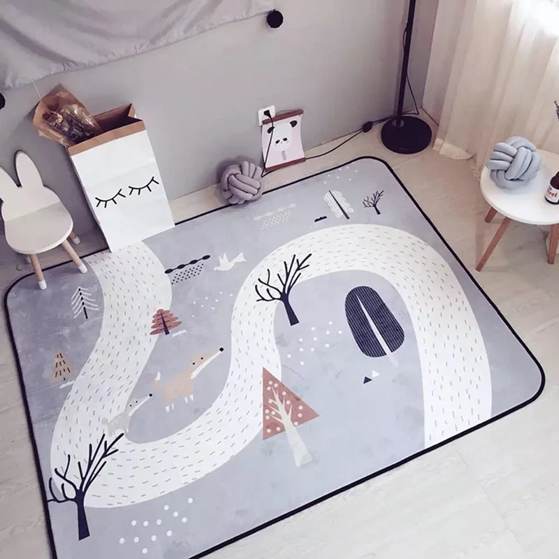 Детские круглые ковры с мультипликационным принтом для детей, игровой коврик для гостиной, коврик для детской спальни, коврик для ползания, коврик для йоги, подвесной коврик для корзины