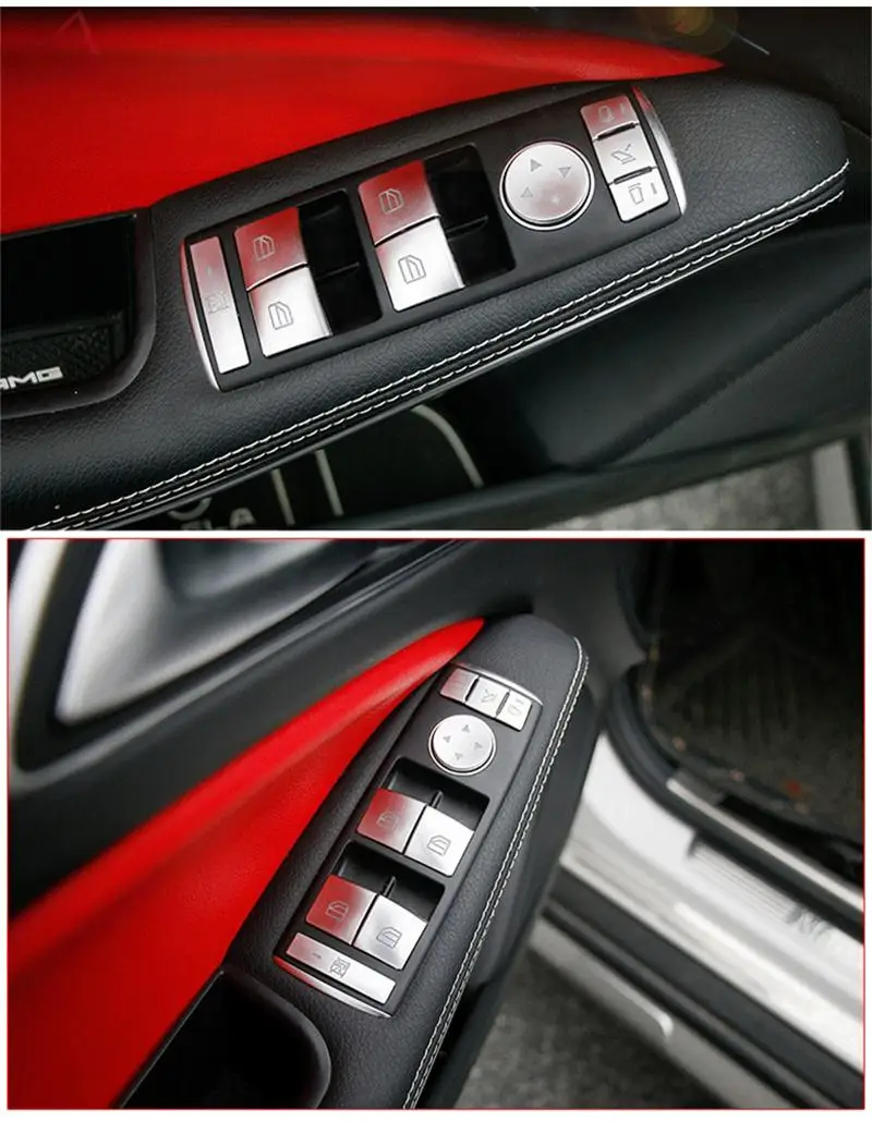 Оформление окон автомобиля стеклоподъемник кнопки крышка наклейка Блестки для Mercedes Benz CLA GLA ML GL GLE GLS A/B/C/E класс аксессуары