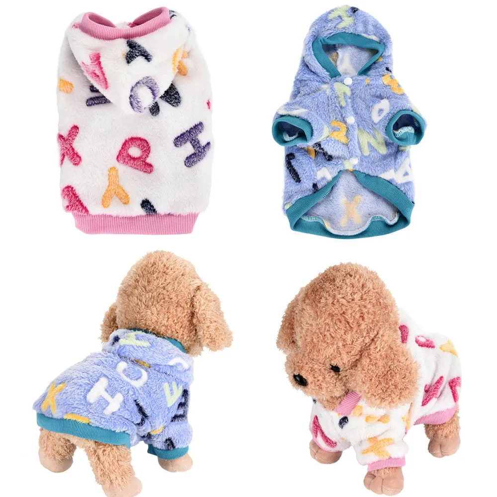 dog clothes Pet Shirt Autumn Warm Fashion Flannel Character Hooded ...