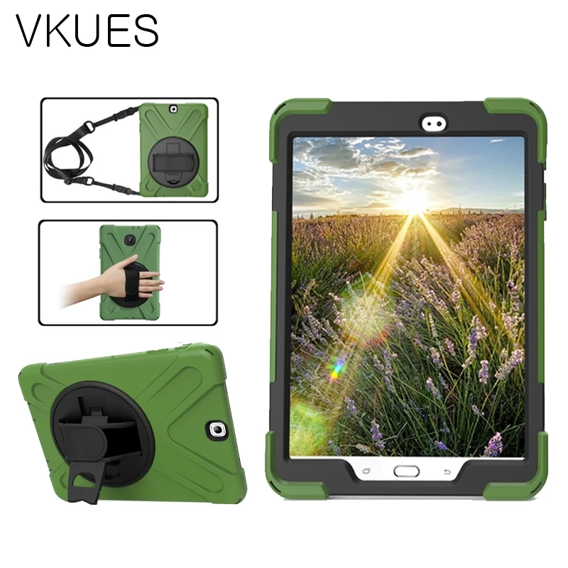 

360 Rotating Kickstand Case For Samsung Galaxy Tab S2 9.7 T810 T815 T813 T819C ShockProof Tablet Cover Handle Sleeve Capa Funda