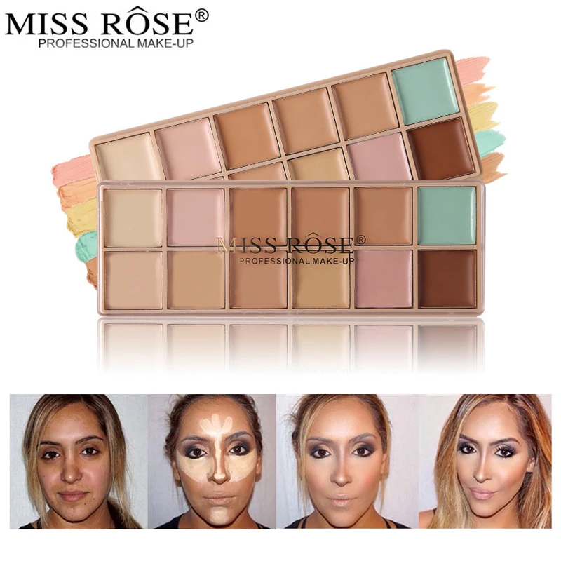 

Miss Rose 12 Colors Concealer Palette Makeup Base Primer All Round Contour Facial Care Cream Foundation Long-Lasting Cosmetics
