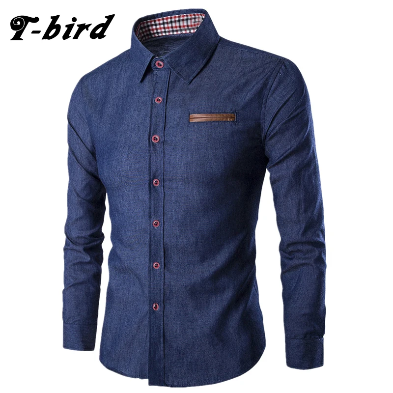

Men Shirt Long Sleeve 2018 Brand Shirts Men Casual Male Slim Fit Solid Color Pocket False Chemise Mens Camisas Dress Shirts 3XL