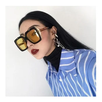 

2018 Square Sunglasses Women Retro Brand Designer Two Lens Sun Glasses for Female New Fashion Oversized Sunglasses UV400 Oculos