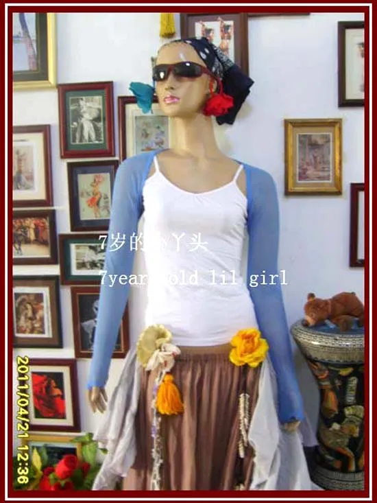 

belly dance top Transparent thin belly dance YOGA ballet shrug set finger shrug long sleeves top CO01