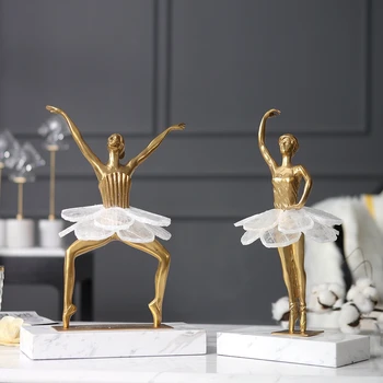 

Luxury Creativity Character Home Decor Accessories Ballet Girl Home Ornament Room Office Crystal Marble Decor Figurines Gift