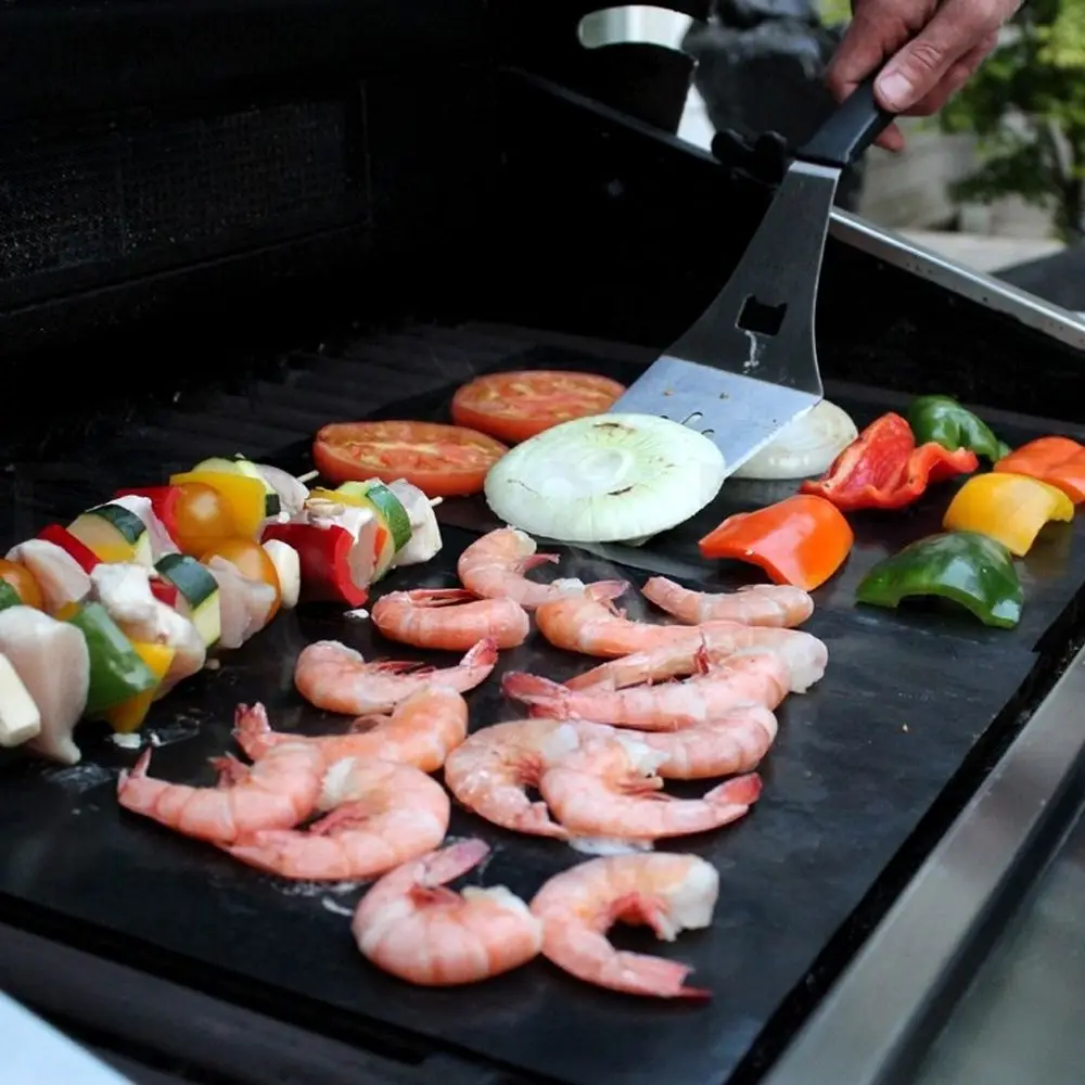 2 Pcs Barbecue Grill Mat 40cm Pad Easy Clean Non-stick Reusable BBQ Grill Mats Sheet Grill Foil BBQ Picnic Camping