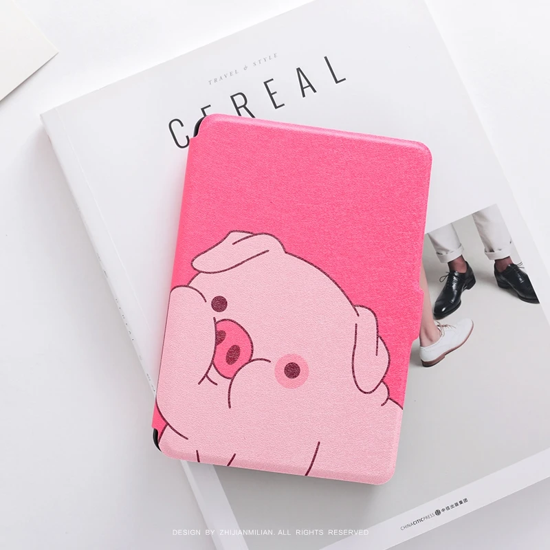 

PINK Cute Pig PU Leather Case Flip Cover for Amazon Kindle Paperwhite 1 2 3 449 558 Voyag Case 6" Ebook Ereader Tablet case