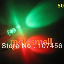 50 шт 5 мм мигающий красный/зеленый флэш-светодиодный 5 мм мигает красный/зеленый светодиодный 5 мм круглые прозрачные Bi-Цвет с красными вспышками Круглый/зеленая LED-лампа