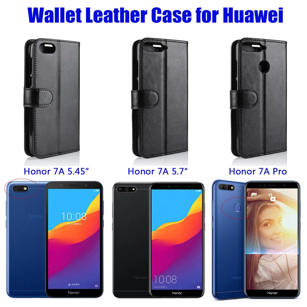 KHW2065_6_Wallet Leather Case for Huawei Honor 7A DUA-L22 5.45 Russia Version Phone Cover Case for Honor 7A Pro with Card Slot and stand