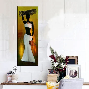 

Handpainting Abstract Wall Art Decor Indian Woman Hang Canvas Picture Handmade Black Lady Portrait Figure Oil Paintings Artwork