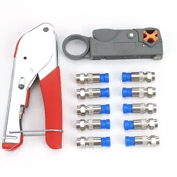 

Hand Compression Crimping Tool Crushing Clamp With Wire Stripping Plier 10Pcs Clamping Connector Extrusion Equipment Kits