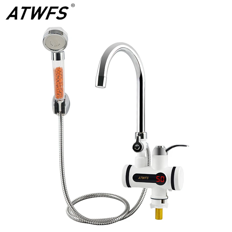 ATWFS Мгновенный водонагреватель кран Электрический 220 В Ванная Душ обогреватель анион душевая головка Отопление