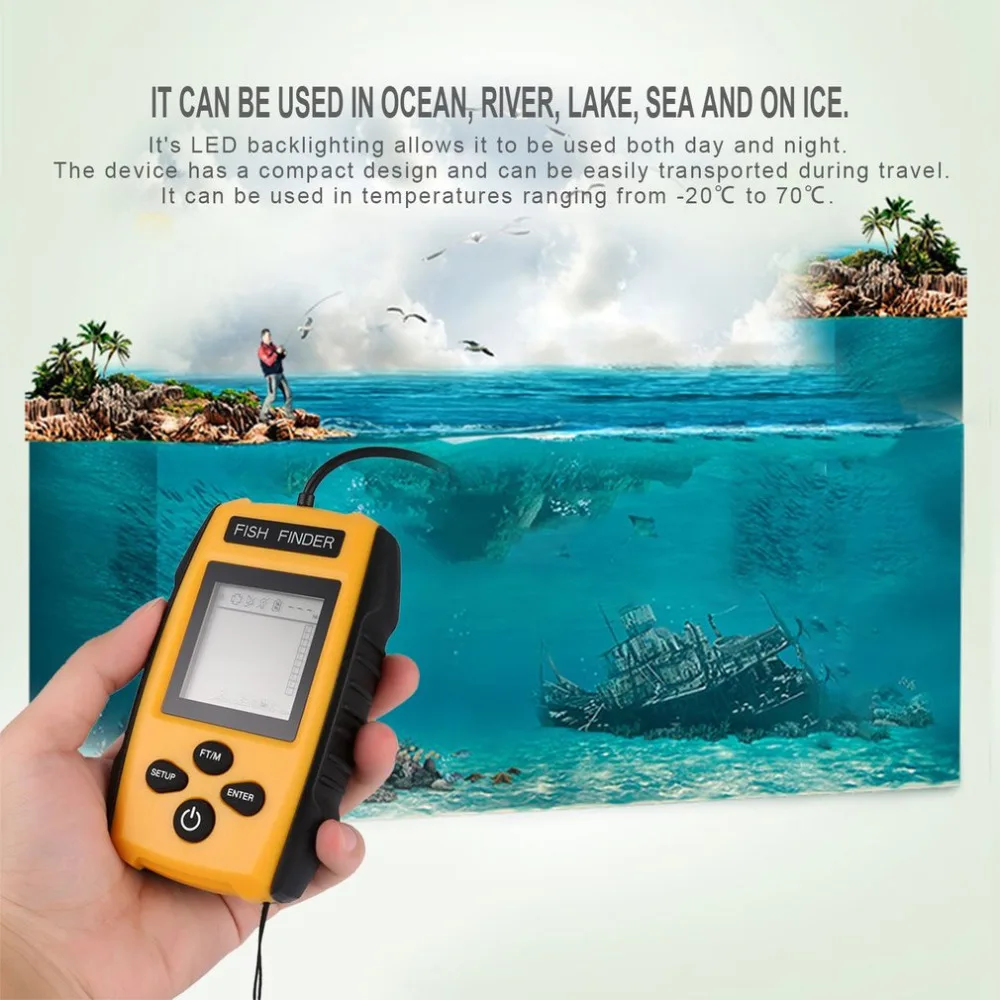 

Portable Visual HD LCD Sonar Fish Finder Fish Depth Scale Selectable Sensitivity Outdoor Fishing Alarm Tool Echo Sounder