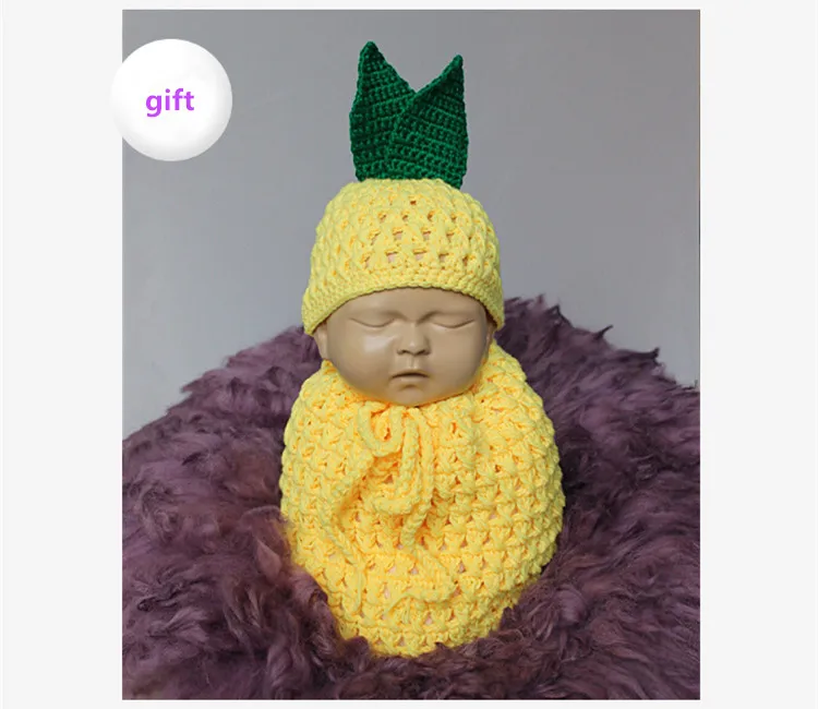 New baby pineapple sleeping bag&hat Knit Crochet Clothes Photo Prop outfit 
