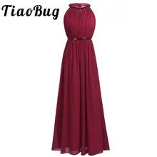 Коллекция года. Стильное женское шифоновое длинное платье подружки невесты для взрослых. Женское длинное выпускное платье с лямкой на шее. Кружевное платье принцессы