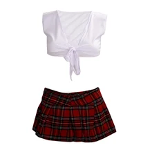 Белое с красным школьное сексуальное нижнее белье, Униформа для игр, японское кимоно для студентов, костюмы горничной для девочек, эротическая одежда, пижама с шармом