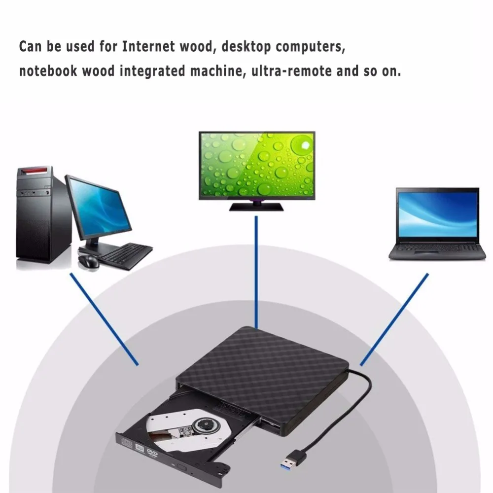  USB 3.0 External DVD Burner Writer Recorder for Loptop Computer PC DVD RW Optical Drive CD/DVD ROM 