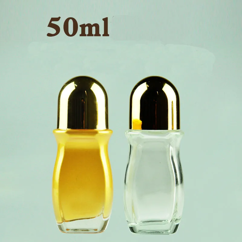

50 ML Roll On Bottle Empty Transparent Glass Essential Oil Vial Cosmetic Container Metal Cap Portable Perfume Refillable Bottle