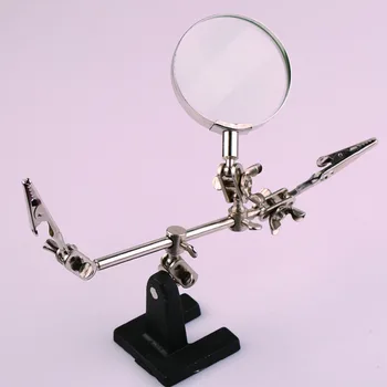 

Good 60mm 5X Third Hand Soldering Iron Stand Helping Clamp Vise Clip Tool Magnifying Glass wholesale Electronic Appliance Repair