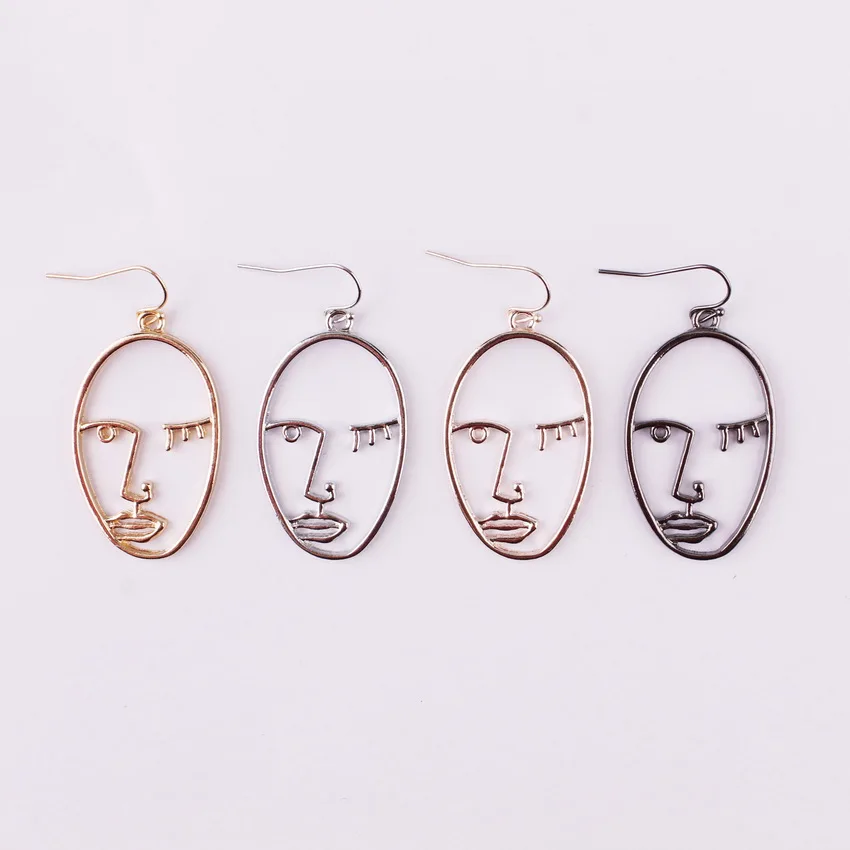 

ZWPON 2018 New ECO Friendly Zinc Alloy Face Earrings Fashion Jewelry Statement Earrings for Women