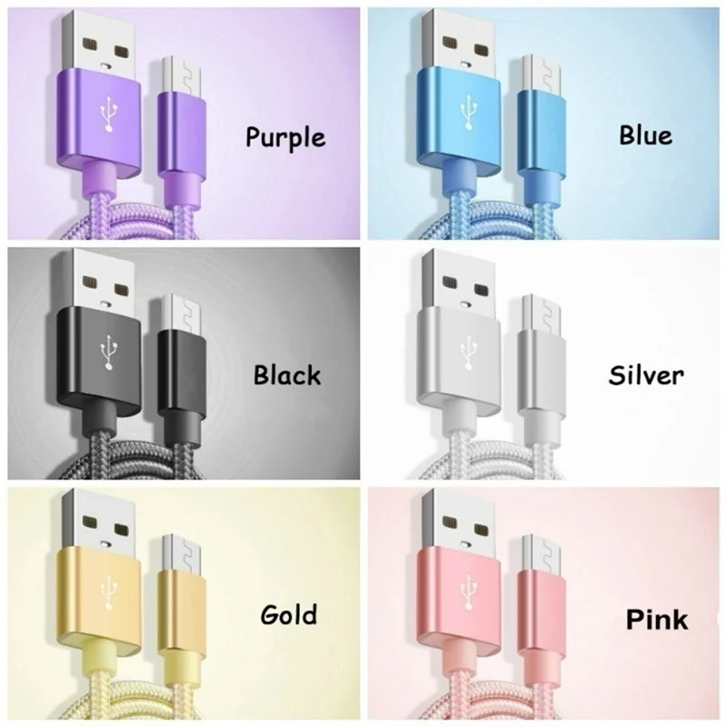 Кабель Micro USB 1 м 2 3 шнур для быстрой зарядки и передачи данных зарядное устройство